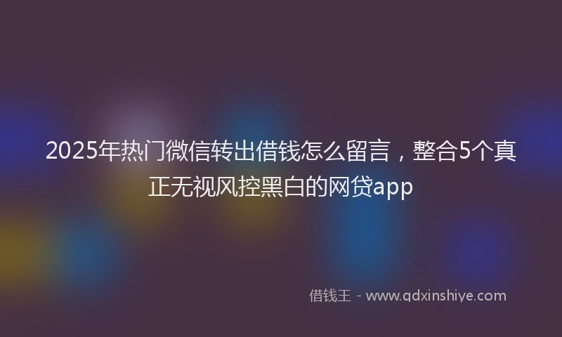 2025年热门微信转出借钱怎么留言，整合5个真正无视风控黑白的网贷app