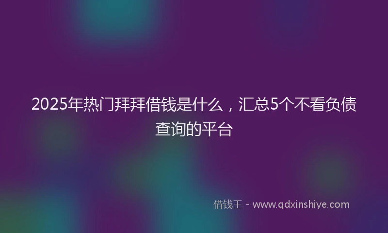 2025年热门拜拜借钱是什么，汇总5个不看负债查询的平台