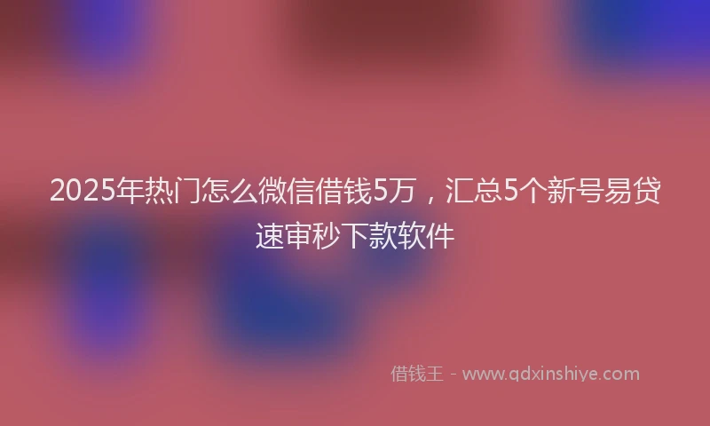 2025年热门怎么微信借钱5万，汇总5个新号易贷速审秒下款软件