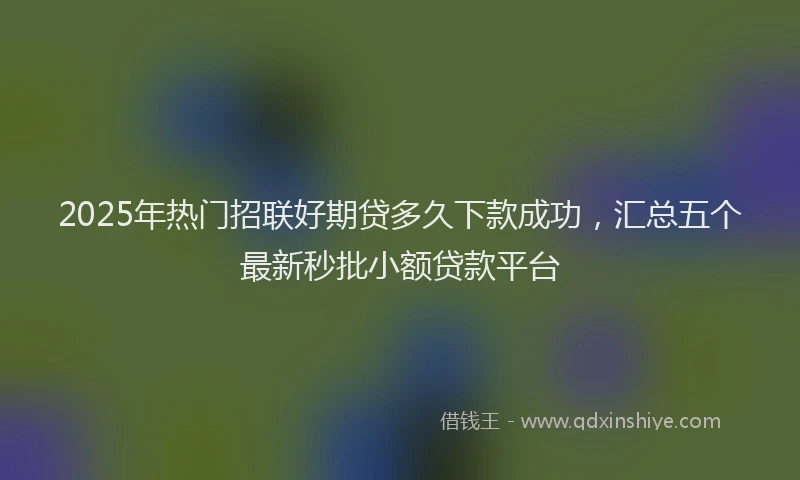 2025年热门招联好期贷多久下款成功，汇总五个最新秒批小额贷款平台