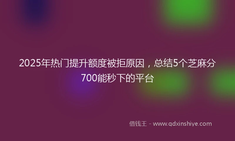 2025年热门提升额度被拒原因，总结5个芝麻分700能秒下的平台