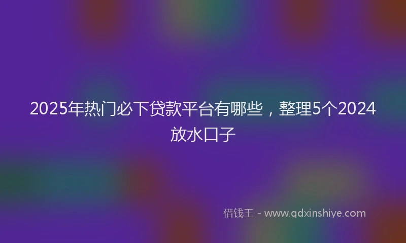 2025年热门必下贷款平台有哪些，整理5个2024放水口子