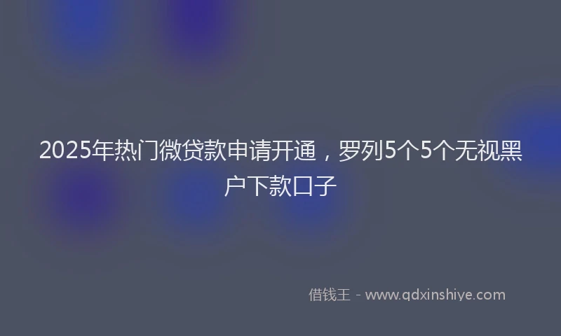 2025年热门微贷款申请开通，罗列5个5个无视黑户下款口子
