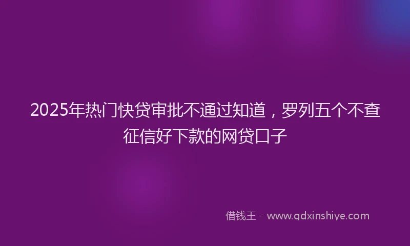 2025年热门快贷审批不通过知道，罗列五个不查征信好下款的网贷口子