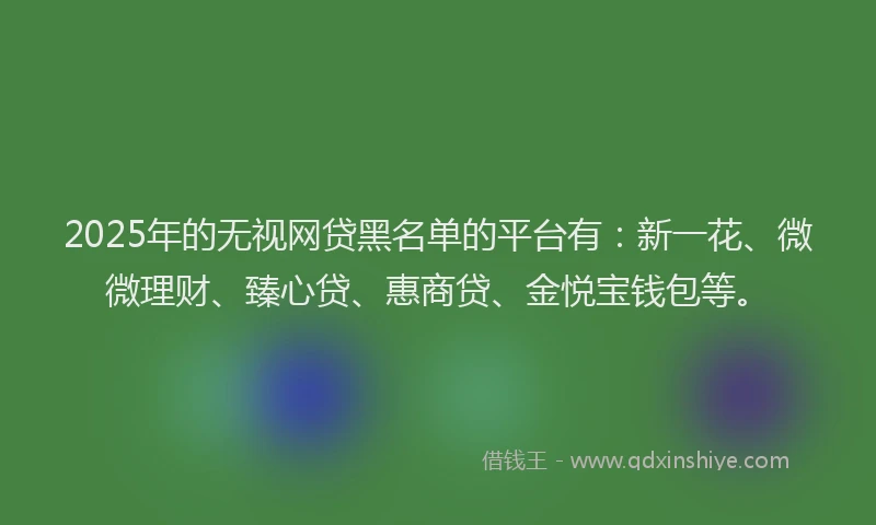 2025年的无视网贷黑名单的平台有：新一花、微微理财、臻心贷、惠商贷、金悦宝钱包等。