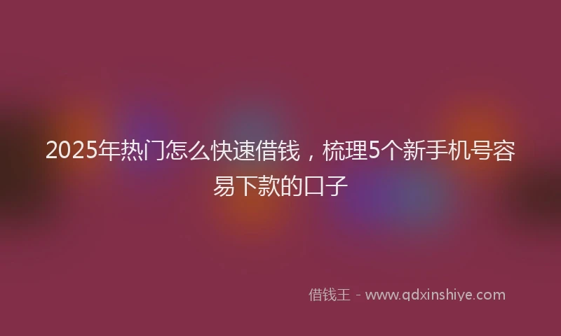 2025年热门怎么快速借钱，梳理5个新手机号容易下款的口子