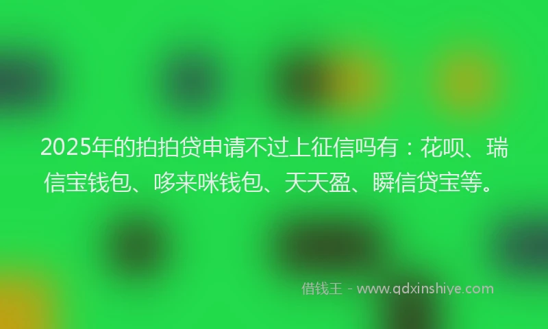 2025年的拍拍贷申请不过上征信吗有：花呗、瑞信宝钱包、哆来咪钱包、天天盈、瞬信贷宝等。
