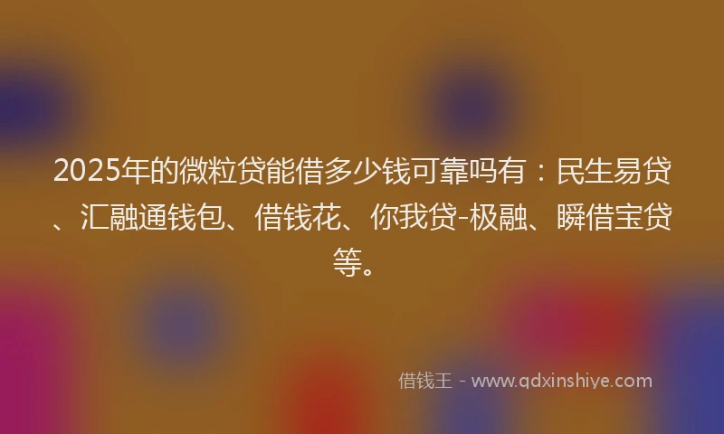 2025年的微粒贷能借多少钱可靠吗有：民生易贷、汇融通钱包、借钱花、你我贷-极融、瞬借宝贷等。