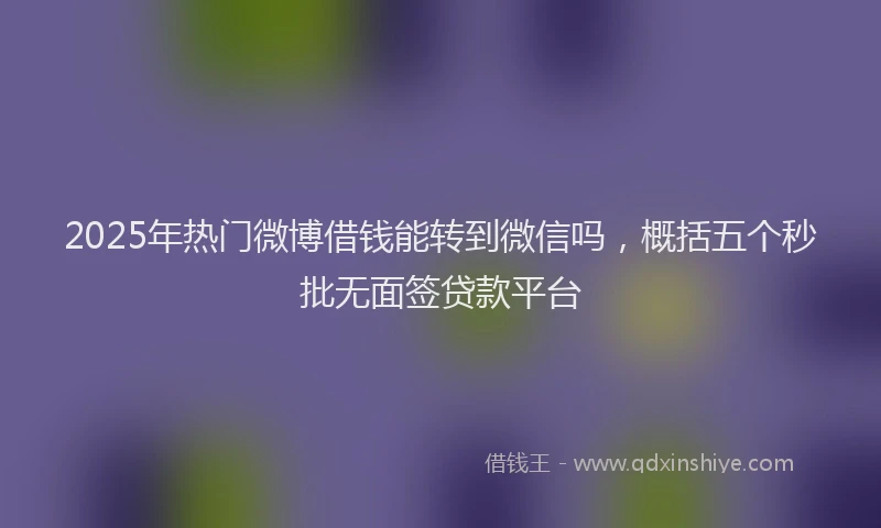 2025年热门微博借钱能转到微信吗，概括五个秒批无面签贷款平台