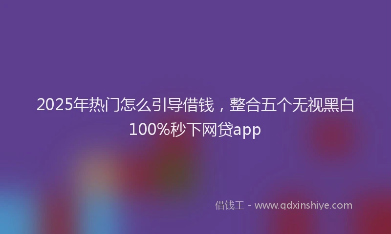 2025年热门怎么引导借钱，整合五个无视黑白100%秒下网贷app
