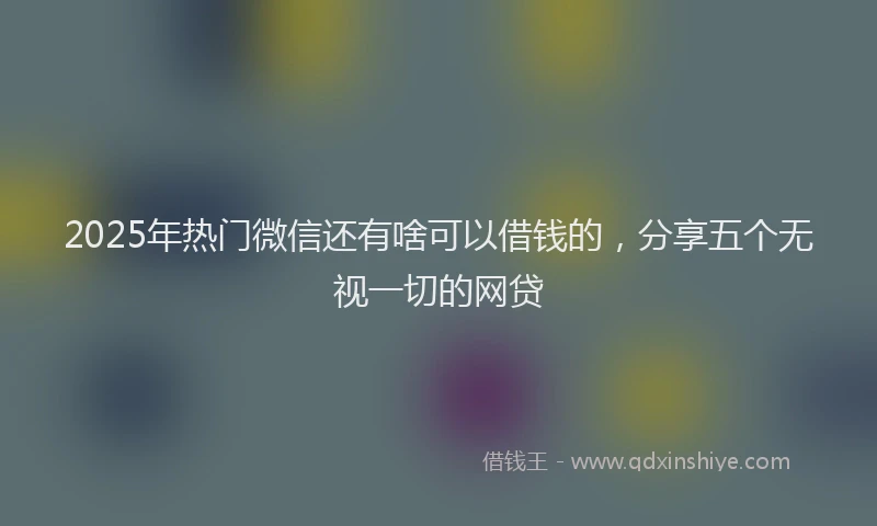 2025年热门微信还有啥可以借钱的，分享五个无视一切的网贷