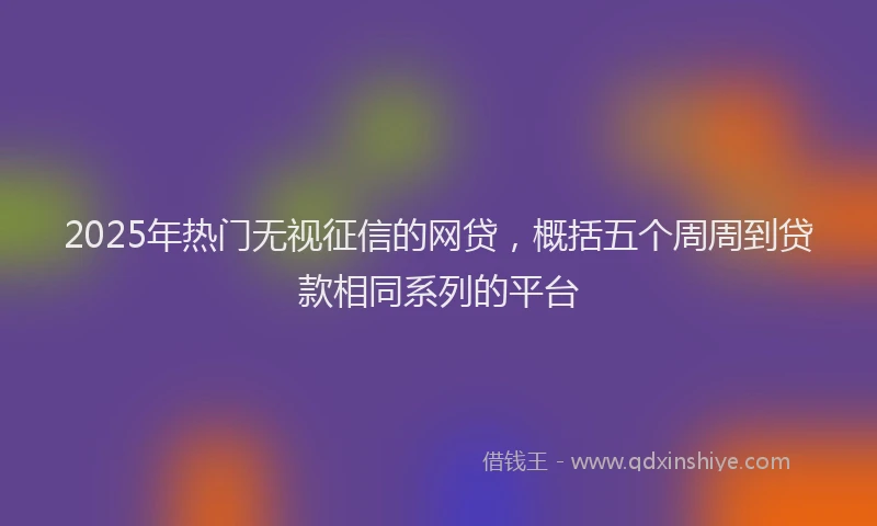 2025年热门无视征信的网贷，概括五个周周到贷款相同系列的平台
