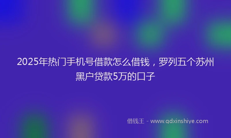 2025年热门手机号借款怎么借钱，罗列五个苏州黑户贷款5万的口子