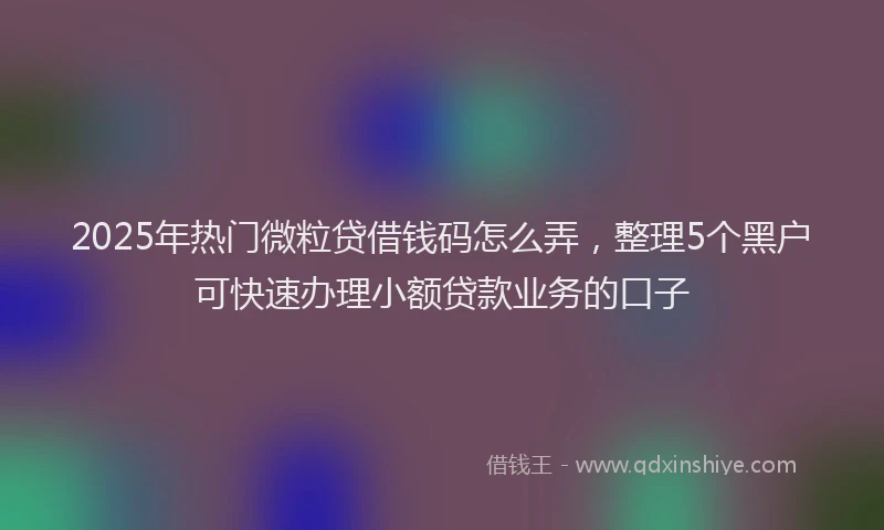 2025年热门微粒贷借钱码怎么弄，整理5个黑户可快速办理小额贷款业务的口子