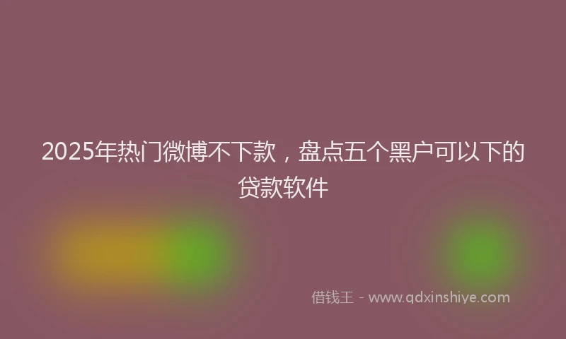 2025年热门微博不下款，盘点五个黑户可以下的贷款软件