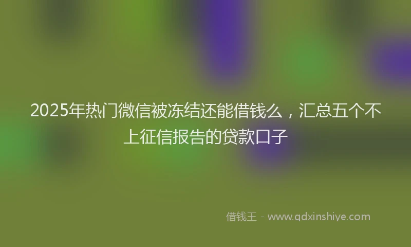 2025年热门微信被冻结还能借钱么，汇总五个不上征信报告的贷款口子