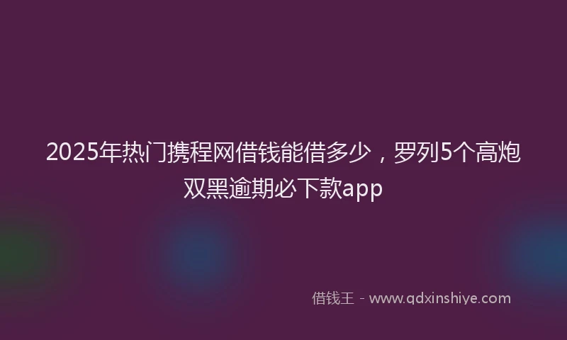 2025年热门携程网借钱能借多少，罗列5个高炮双黑逾期必下款app