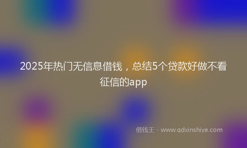 2025年热门无信息借钱，总结5个贷款好做不看征信的app