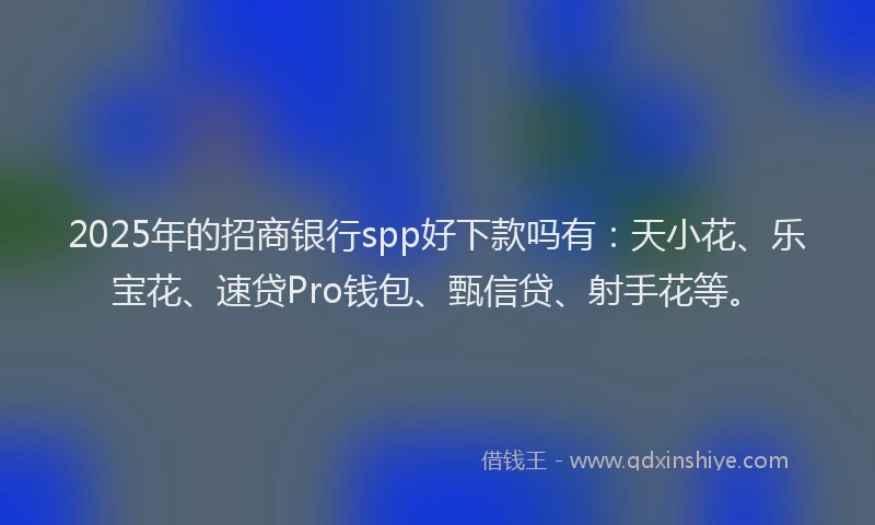 2025年的招商银行spp好下款吗有：天小花、乐宝花、速贷Pro钱包、甄信贷、射手花等。