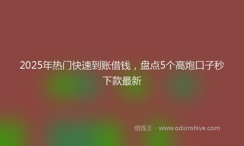 2025年热门快速到账借钱，盘点5个高炮口子秒下款最新
