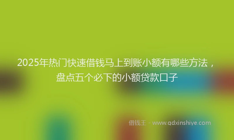 2025年热门快速借钱马上到账小额有哪些方法，盘点五个必下的小额贷款口子