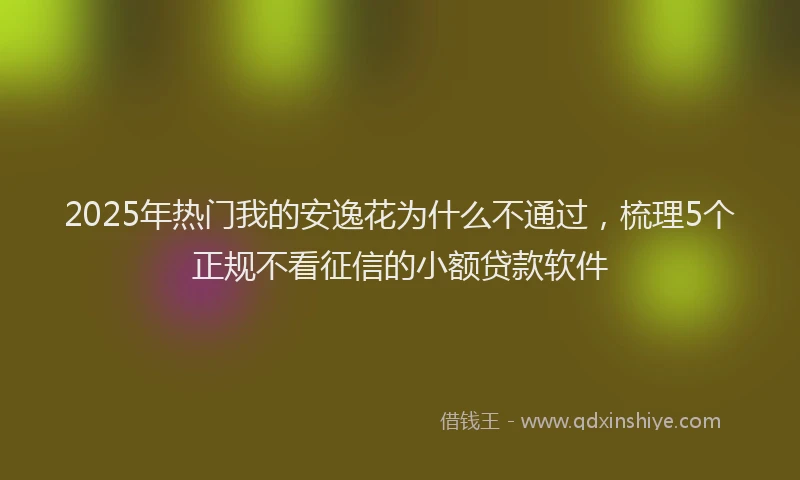 2025年热门我的安逸花为什么不通过，梳理5个正规不看征信的小额贷款软件
