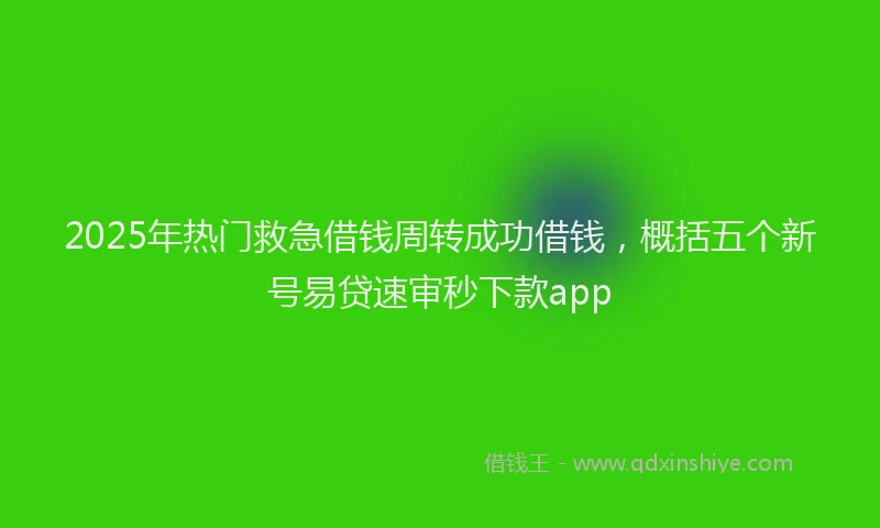 2025年热门救急借钱周转成功借钱，概括五个新号易贷速审秒下款app