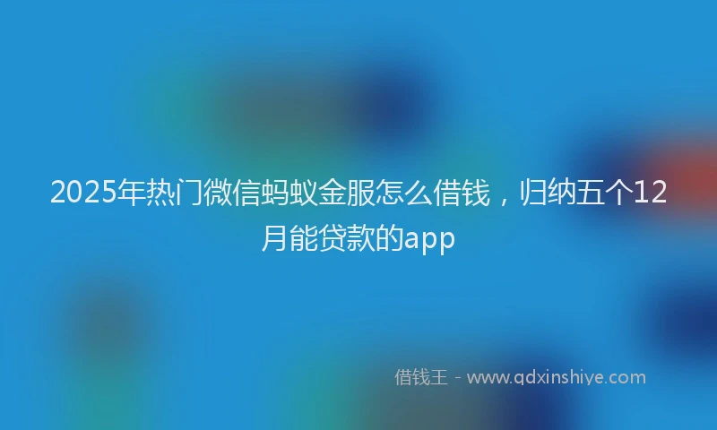 2025年热门微信蚂蚁金服怎么借钱，归纳五个12月能贷款的app