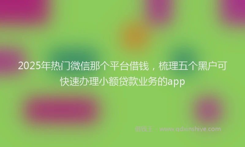 2025年热门微信那个平台借钱，梳理五个黑户可快速办理小额贷款业务的app