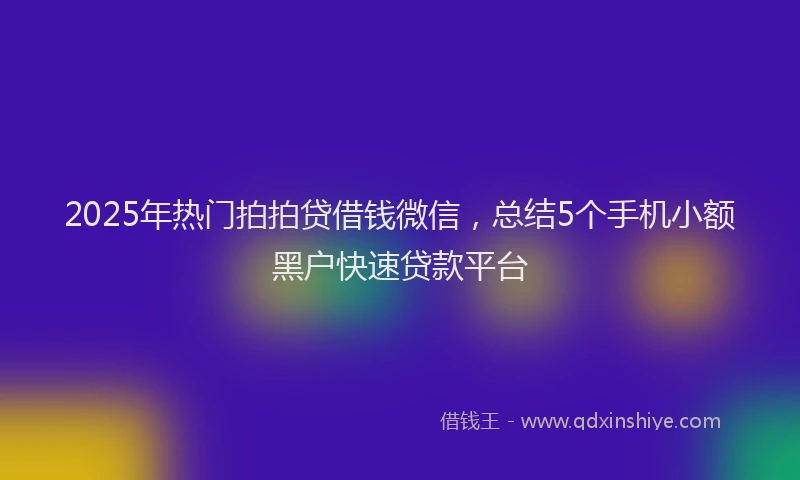 2025年热门拍拍贷借钱微信，总结5个手机小额黑户快速贷款平台