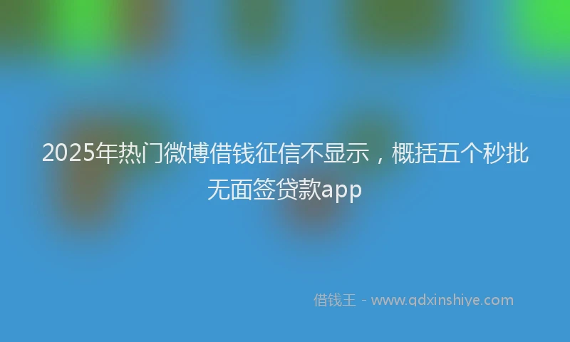 2025年热门微博借钱征信不显示，概括五个秒批无面签贷款app