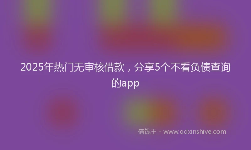 2025年热门无审核借款，分享5个不看负债查询的app