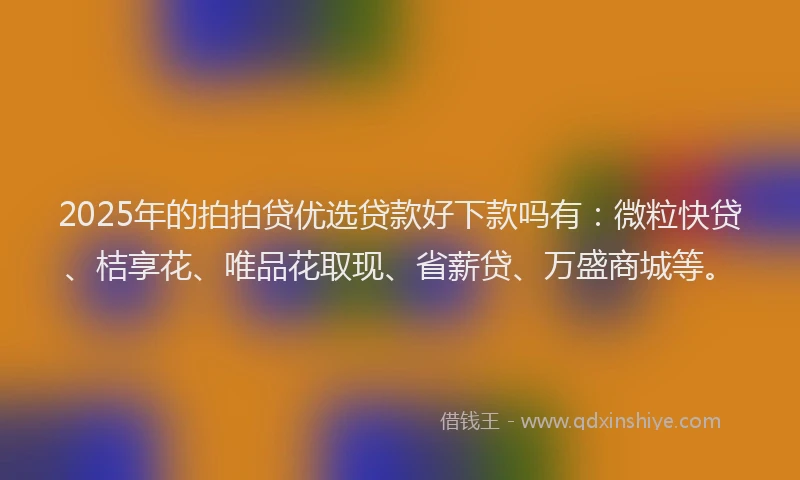 2025年的拍拍贷优选贷款好下款吗有：微粒快贷、桔享花、唯品花取现、省薪贷、万盛商城等。