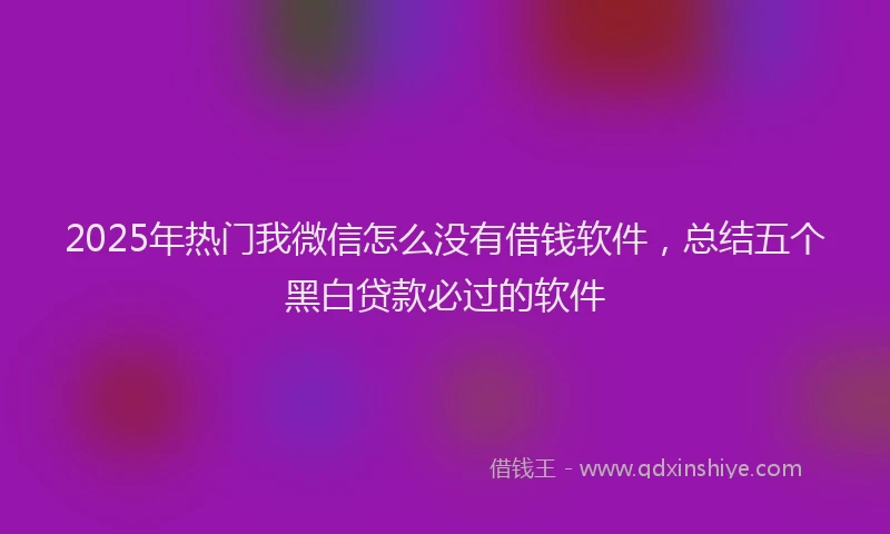 2025年热门我微信怎么没有借钱软件，总结五个黑白贷款必过的软件