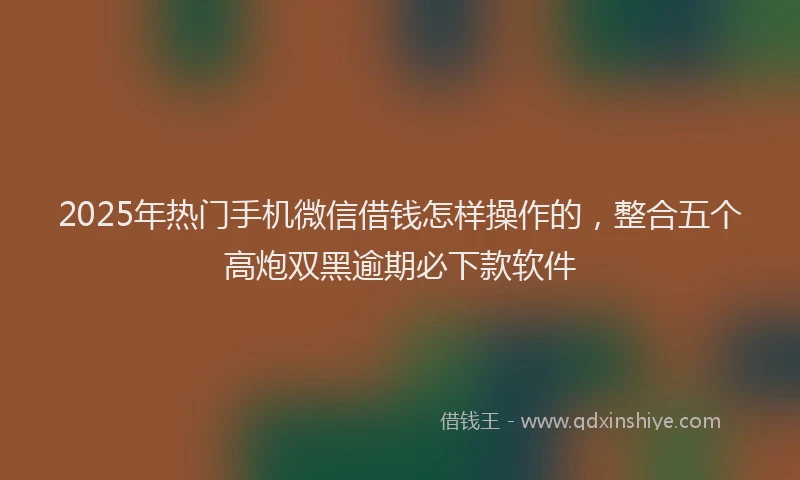 2025年热门手机微信借钱怎样操作的，整合五个高炮双黑逾期必下款软件
