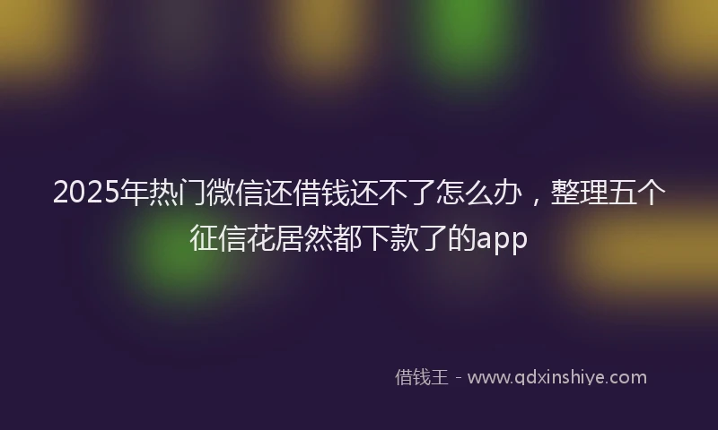 2025年热门微信还借钱还不了怎么办，整理五个征信花居然都下款了的app