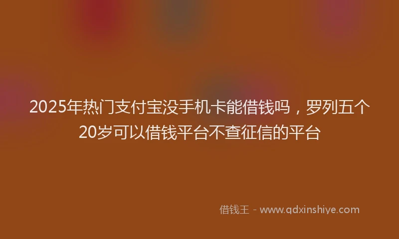 2025年热门支付宝没手机卡能借钱吗，罗列五个20岁可以借钱平台不查征信的平台