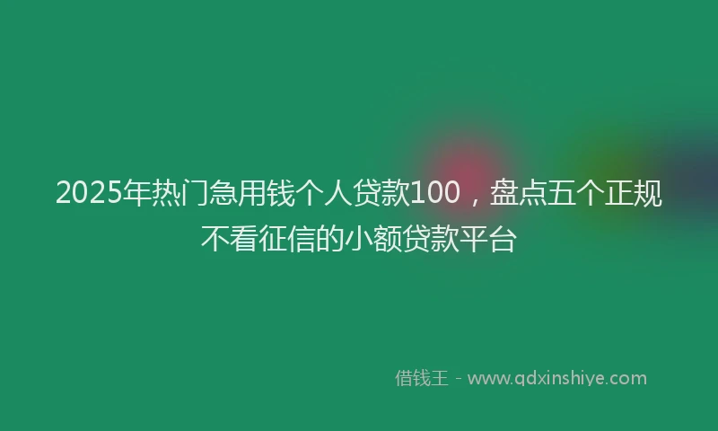 2025年热门急用钱个人贷款100，盘点五个正规不看征信的小额贷款平台