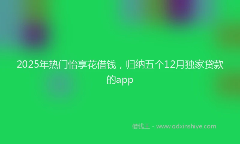 2025年热门怡享花借钱，归纳五个12月独家贷款的app