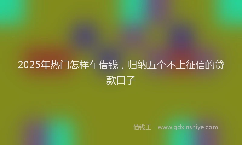 2025年热门怎样车借钱，归纳五个不上征信的贷款口子
