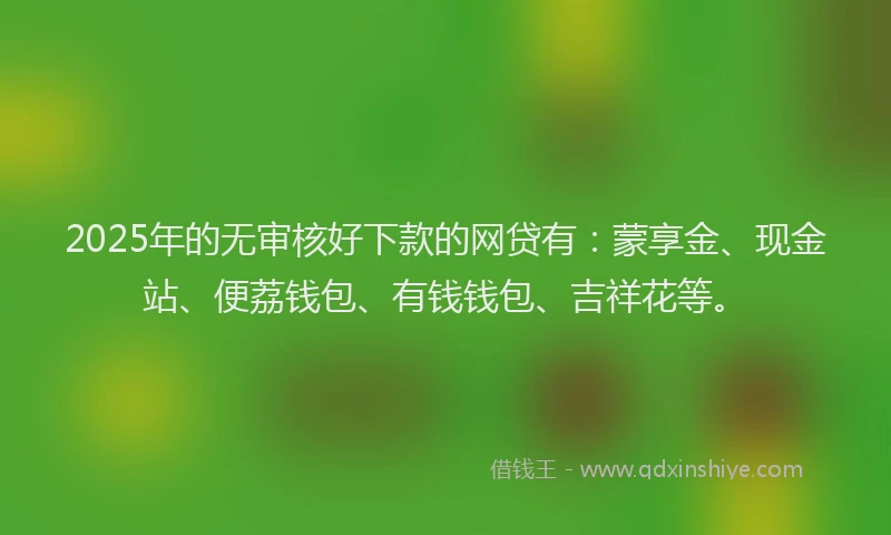 2025年的无审核好下款的网贷有：蒙享金、现金站、便荔钱包、有钱钱包、吉祥花等。