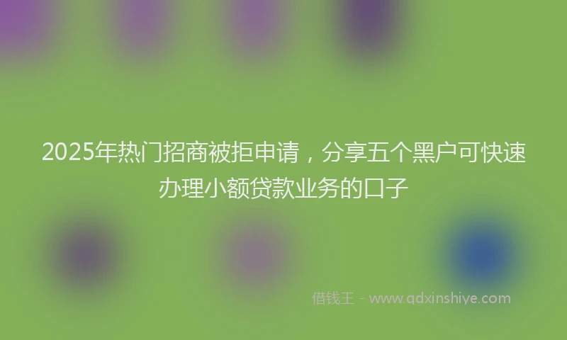 2025年热门招商被拒申请，分享五个黑户可快速办理小额贷款业务的口子