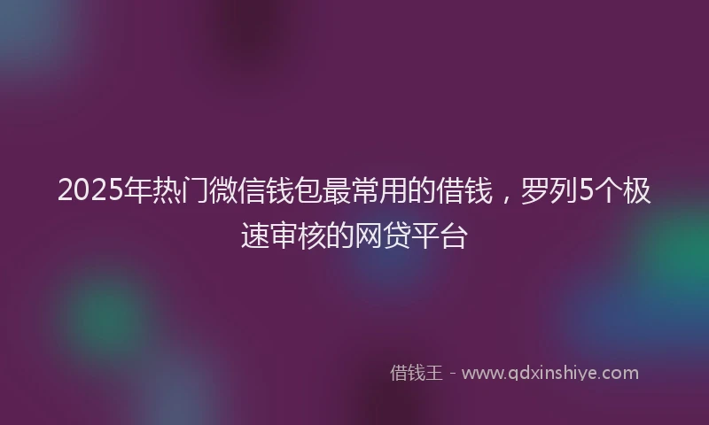 2025年热门微信钱包最常用的借钱，罗列5个极速审核的网贷平台