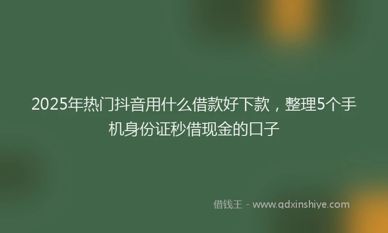2025年热门抖音用什么借款好下款，整理5个手机身份证秒借现金的口子