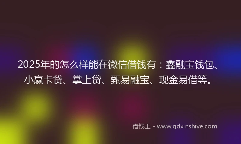 2025年的怎么样能在微信借钱有：鑫融宝钱包、小赢卡贷、掌上贷、甄易融宝、现金易借等。