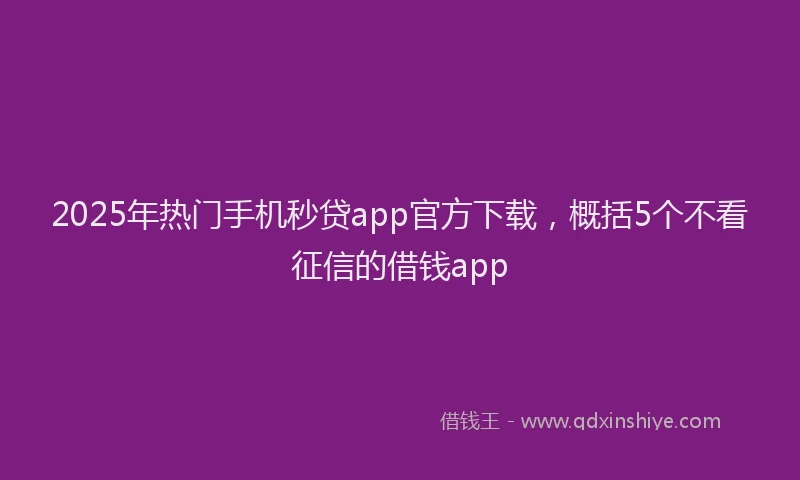 2025年热门手机秒贷app官方下载，概括5个不看征信的借钱app