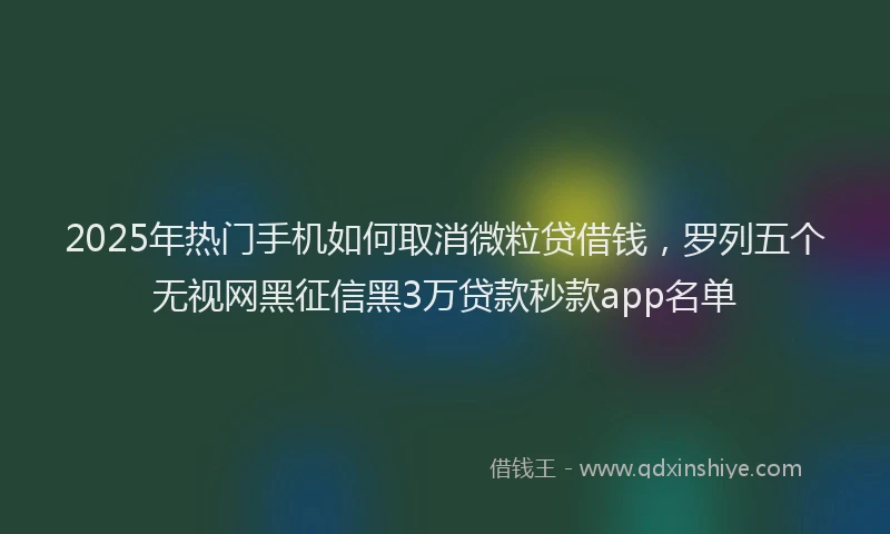 2025年热门手机如何取消微粒贷借钱，罗列五个无视网黑征信黑3万贷款秒款app名单