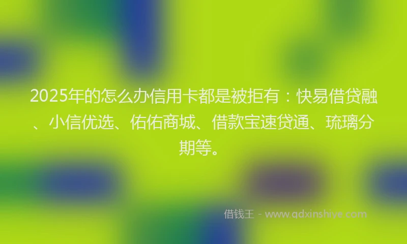 2025年的怎么办信用卡都是被拒有：快易借贷融、小信优选、佑佑商城、借款宝速贷通、琉璃分期等。