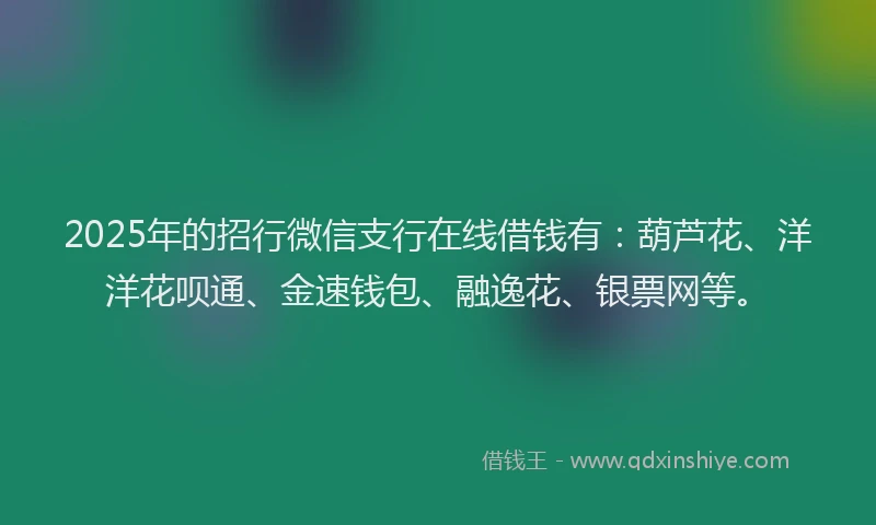 2025年的招行微信支行在线借钱有：葫芦花、洋洋花呗通、金速钱包、融逸花、银票网等。