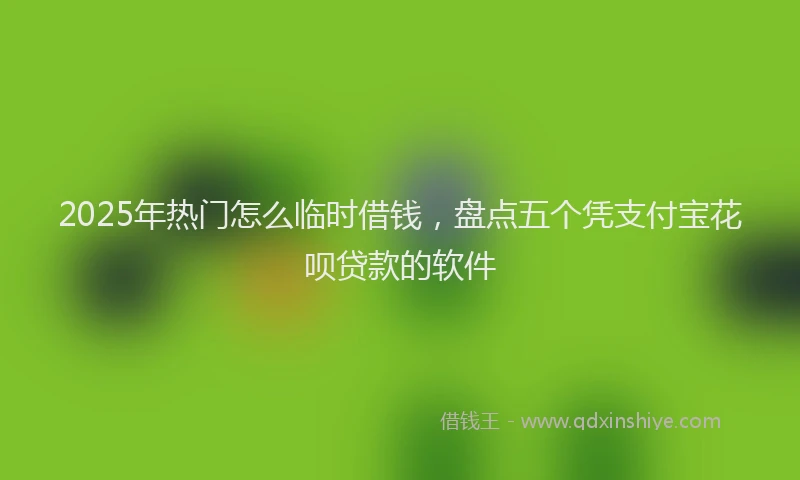 2025年热门怎么临时借钱，盘点五个凭支付宝花呗贷款的软件